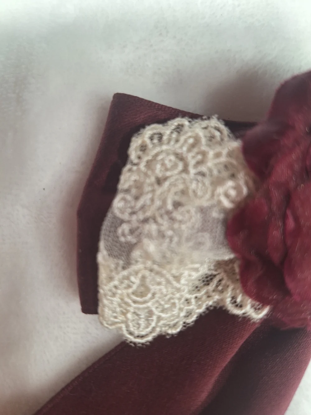Innocent World Burgundy Floral Lace Hair Bow Clip | Classic Lolita